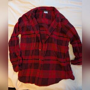 Men's Columbia Red Plaid Flannel Long Sleeve Shirt
